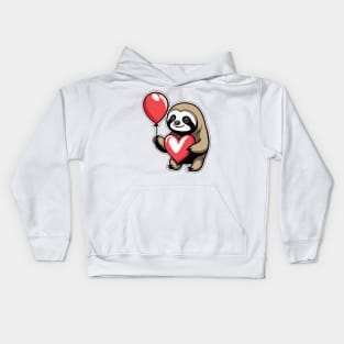 Sloth Heart Balloon - Valentines Day Kids Hoodie